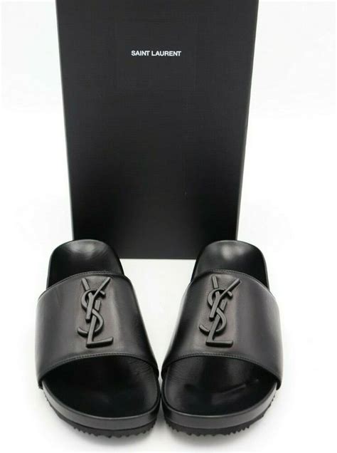 Yves Saint Laurent Joan Logo Slide Sandals .